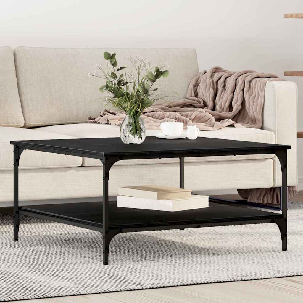 vidaXL Mesa de Café Roble negro 80 x 80 x 40 cm Madera de ingeniería