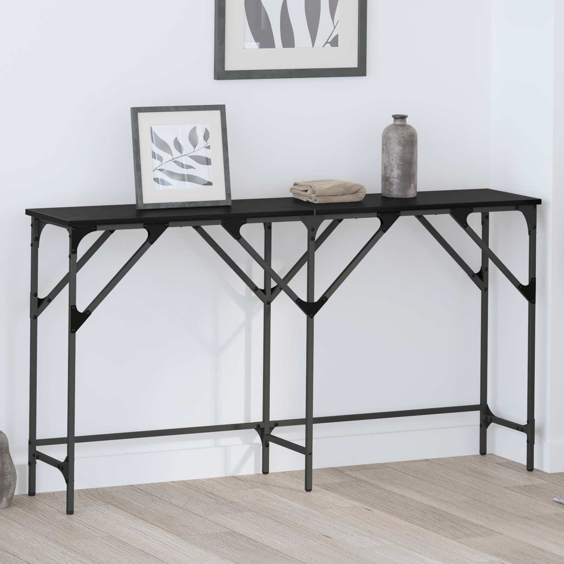 vidaXL Mesa Consola Roble Negro 140 x 29 x 75 cm Madera de ingeniería
