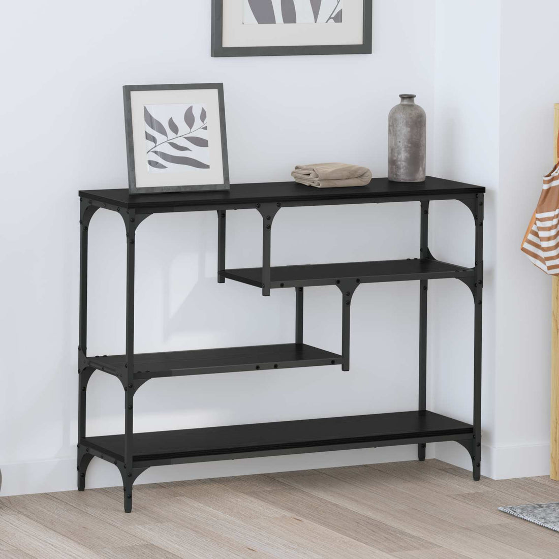 vidaXL Mesa Consola Roble Negro 100 x 30 x 75 cm Madera de ingeniería