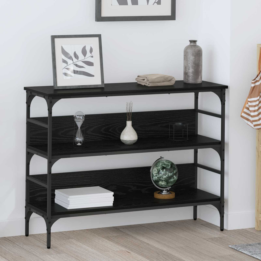 vidaXL Mesa Consola Roble negro 100 x 32 x 75 cm Madera de ingeniería