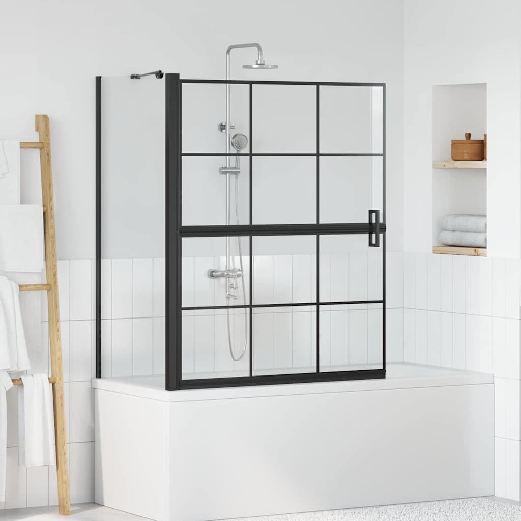 vidaXL Pantalla de ducha de baño Negro y Transparente
