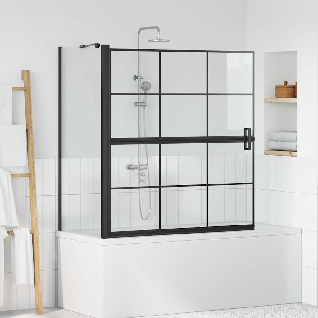 vidaXL Pantalla de ducha de baño Negro y Transparente