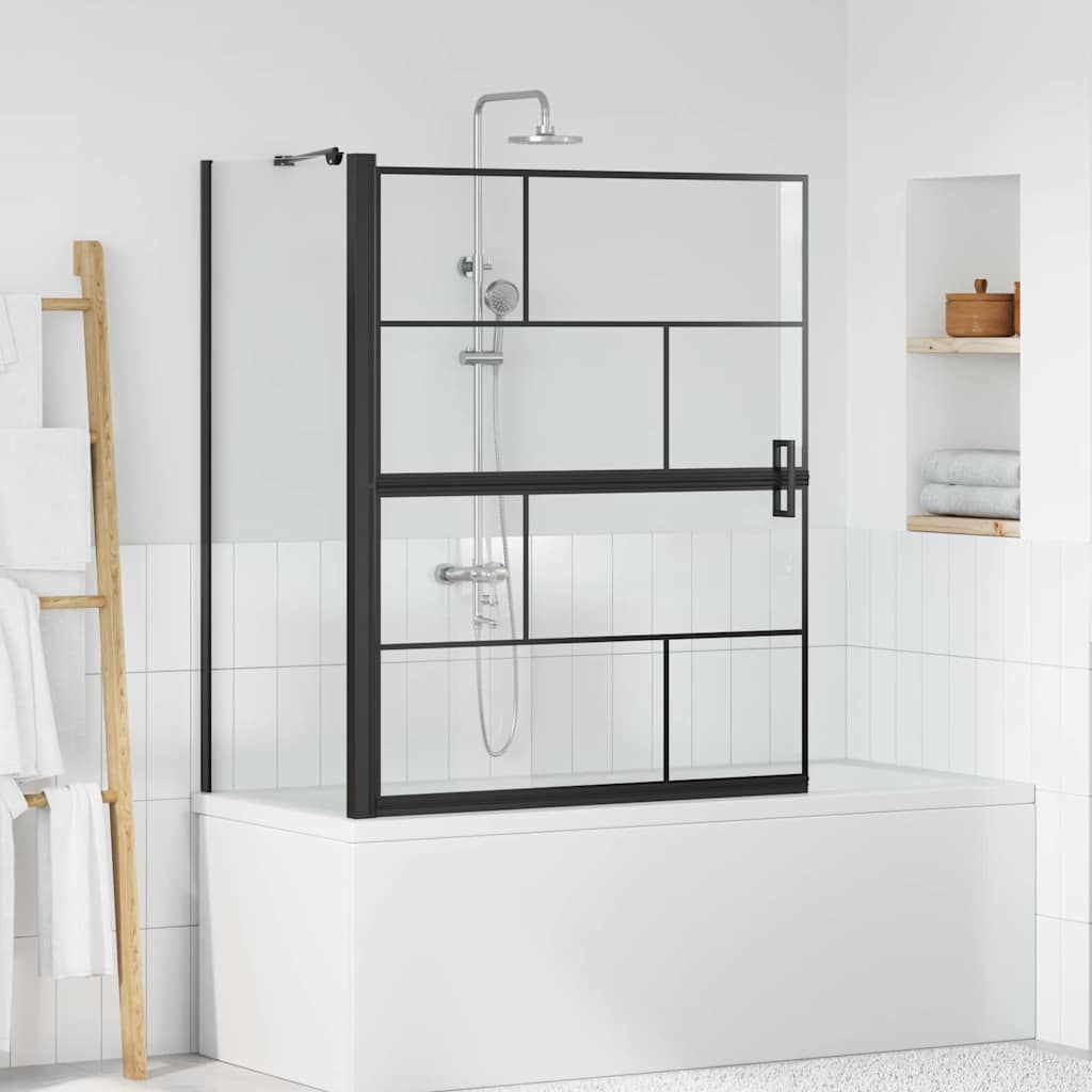 vidaXL Pantalla de ducha de baño Negro y Transparente
