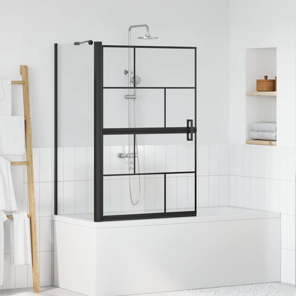 vidaXL Pantalla de ducha de baño Negro y Transparente 80 x 68 x 128 cm