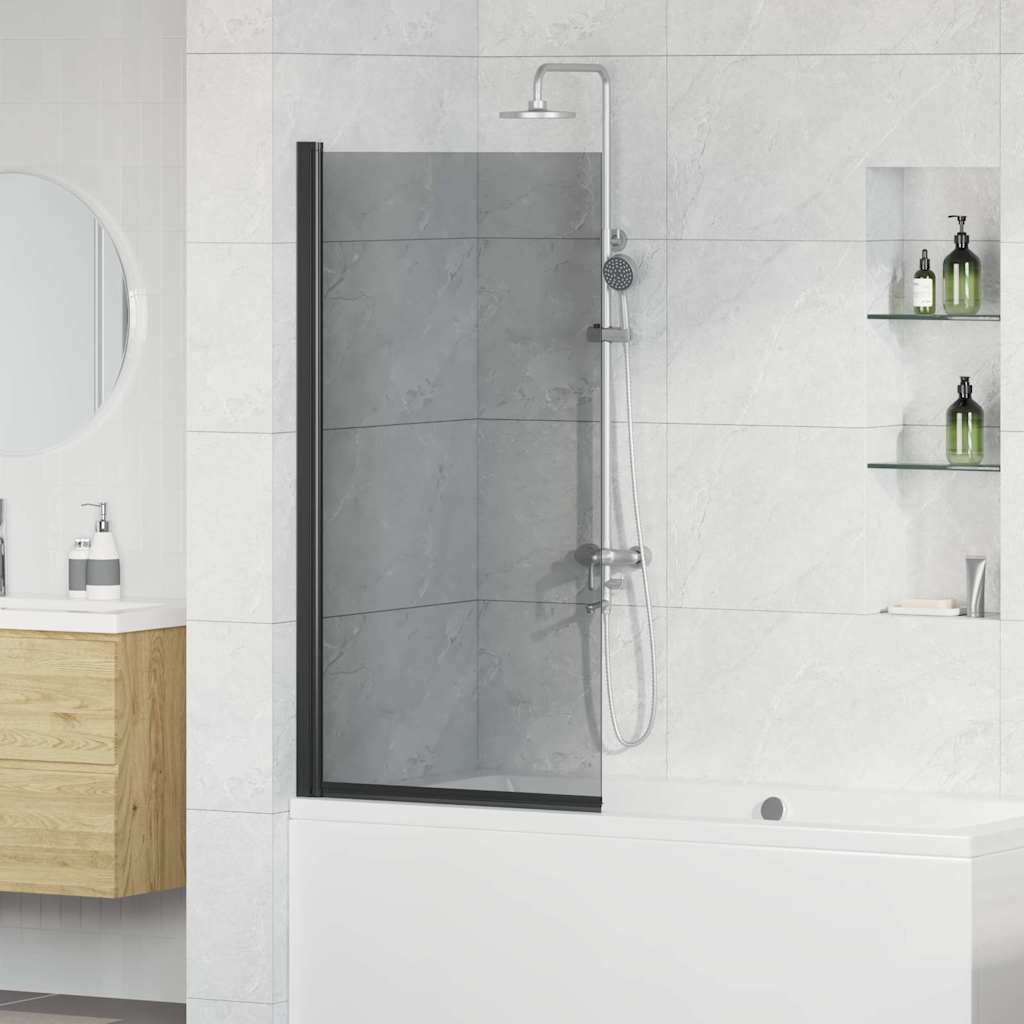 vidaXL Pantalla de ducha de baño Negro 68 x 130 cm Vidrio templado