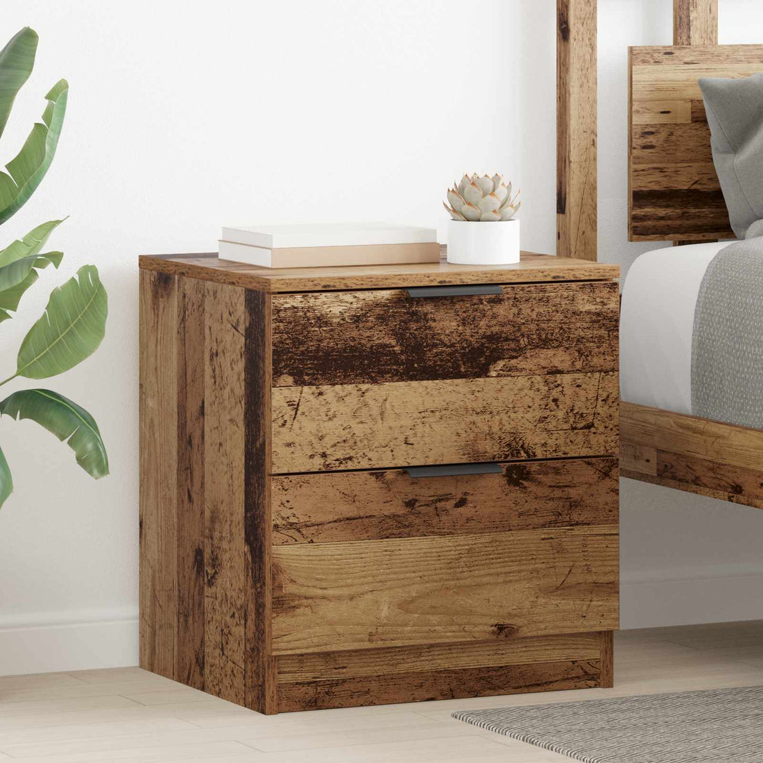 vidaXL Armario de Noche 2 uds. Madera vieja 45 x 39 x 50cm