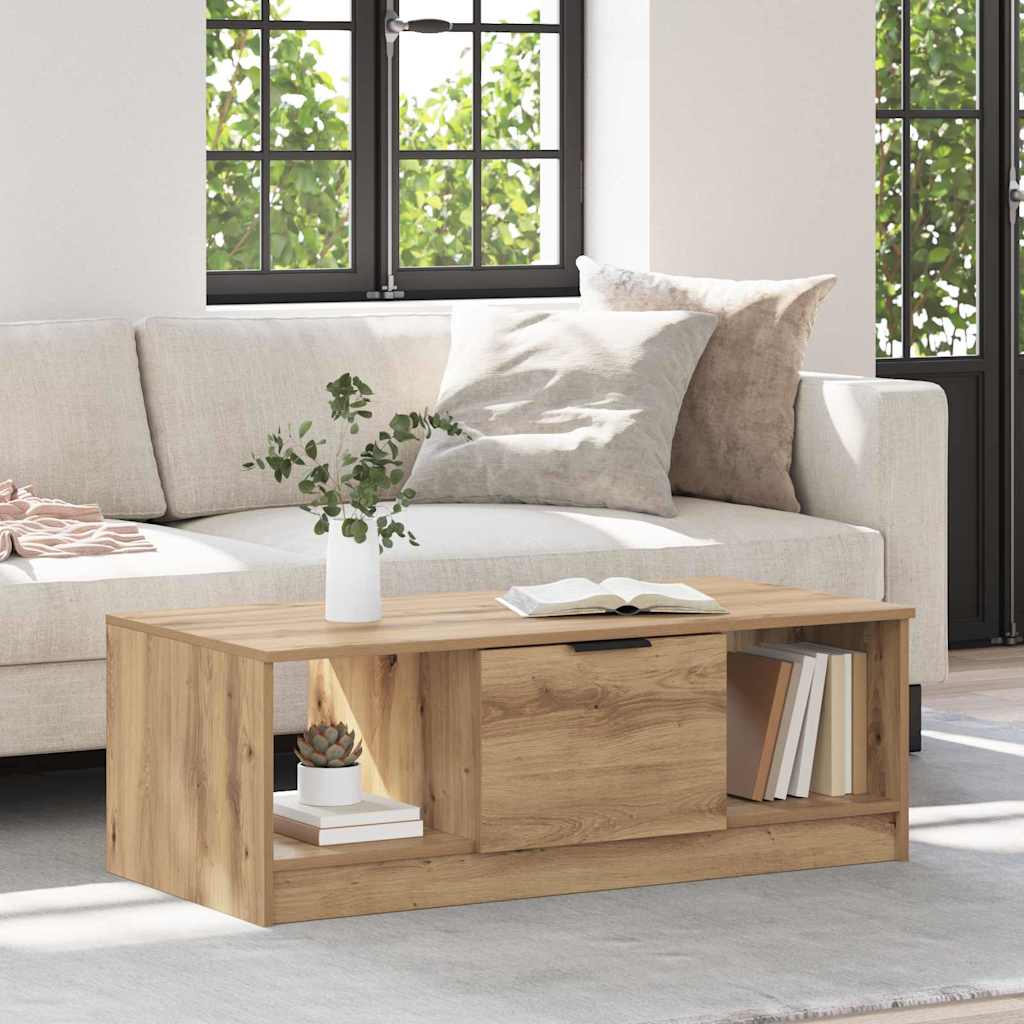 vidaXL Mesa de Café Roble artisan 102 x 50 x 36cm Madera de ingeniería