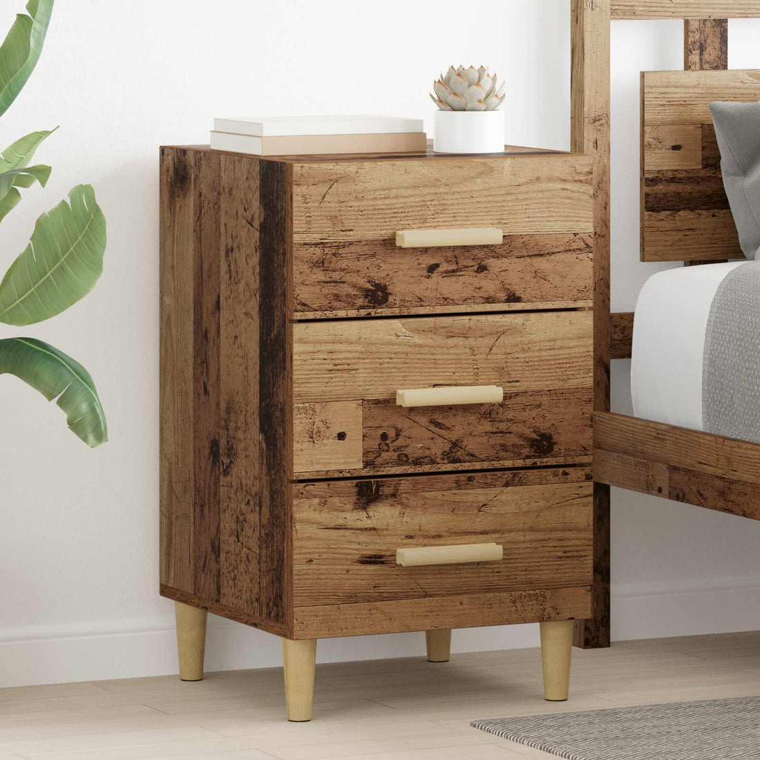 vidaXL Armario de Noche Madera vieja 40 x 40 x 66 cm