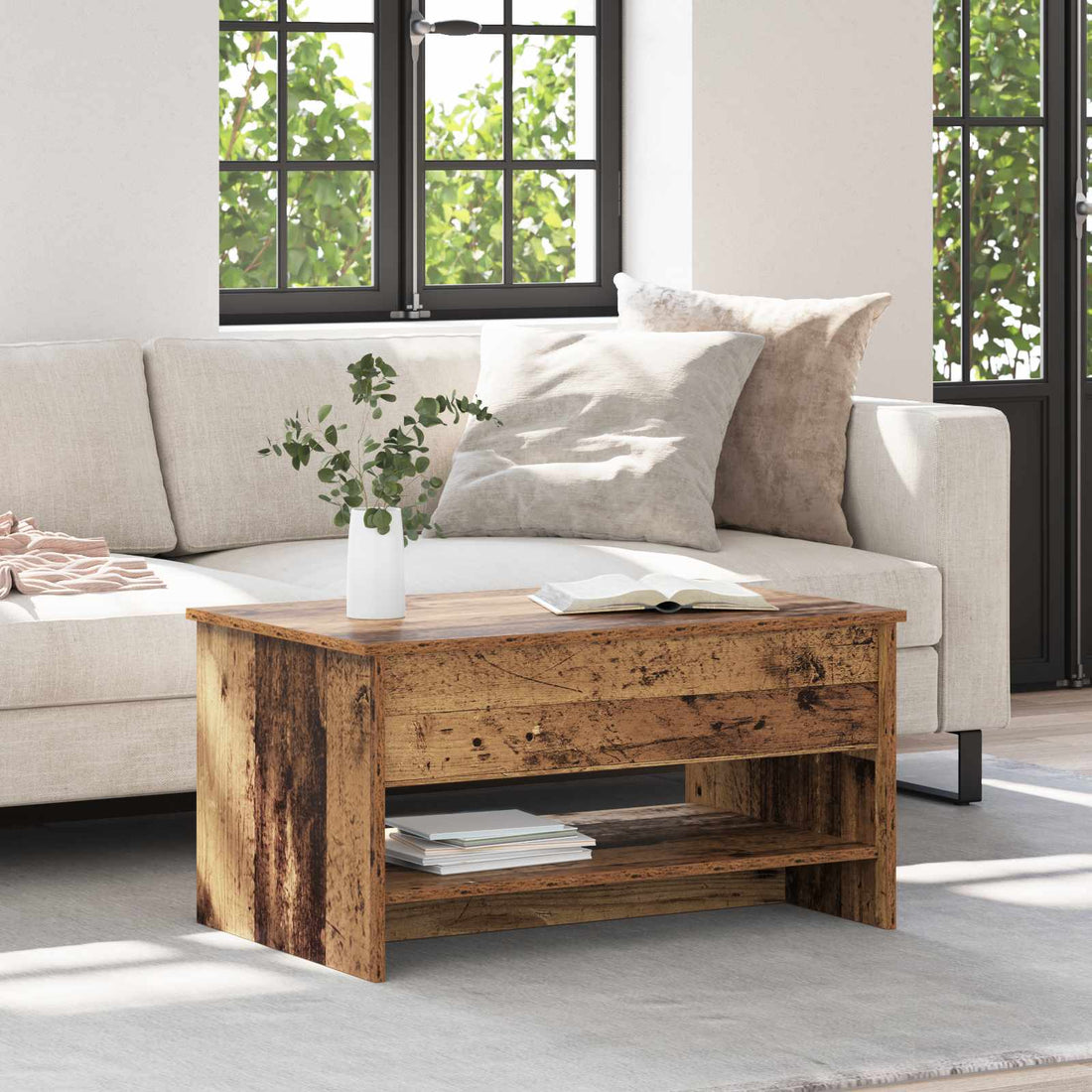 vidaXL Mesa de Café Madera envejecida 80 x 50,5 x 41,5 cm