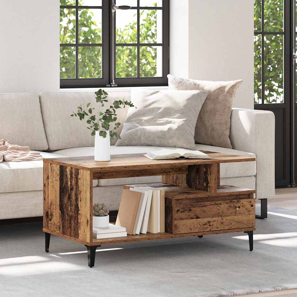 vidaXL Mesa de Café Madera envejecida 90 x 49 x 45 cm