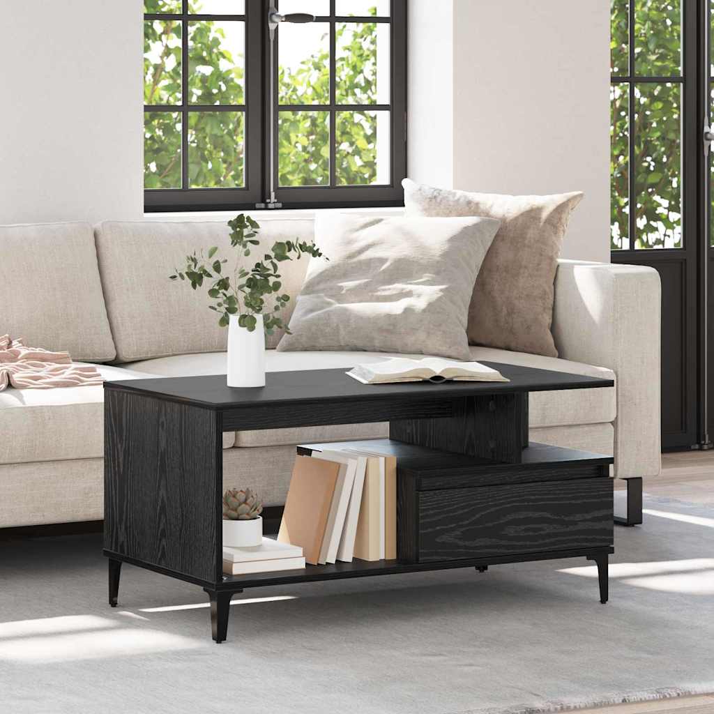 vidaXL Mesa de Café Roble Negro 90 x 49 x 45 cm Madera de ingeniería