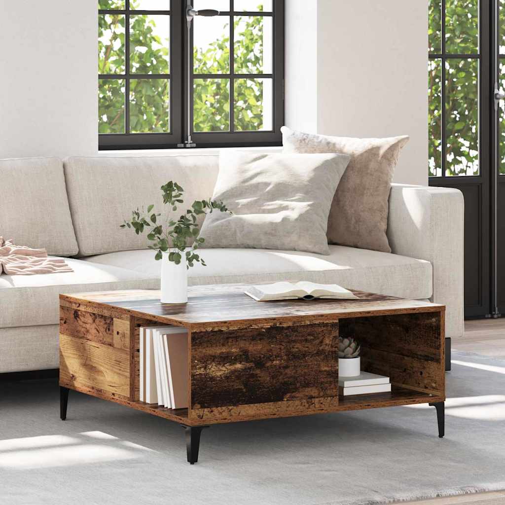 vidaXL Mesa de Café Madera Vieja 80 x 80 x 36,5 cm