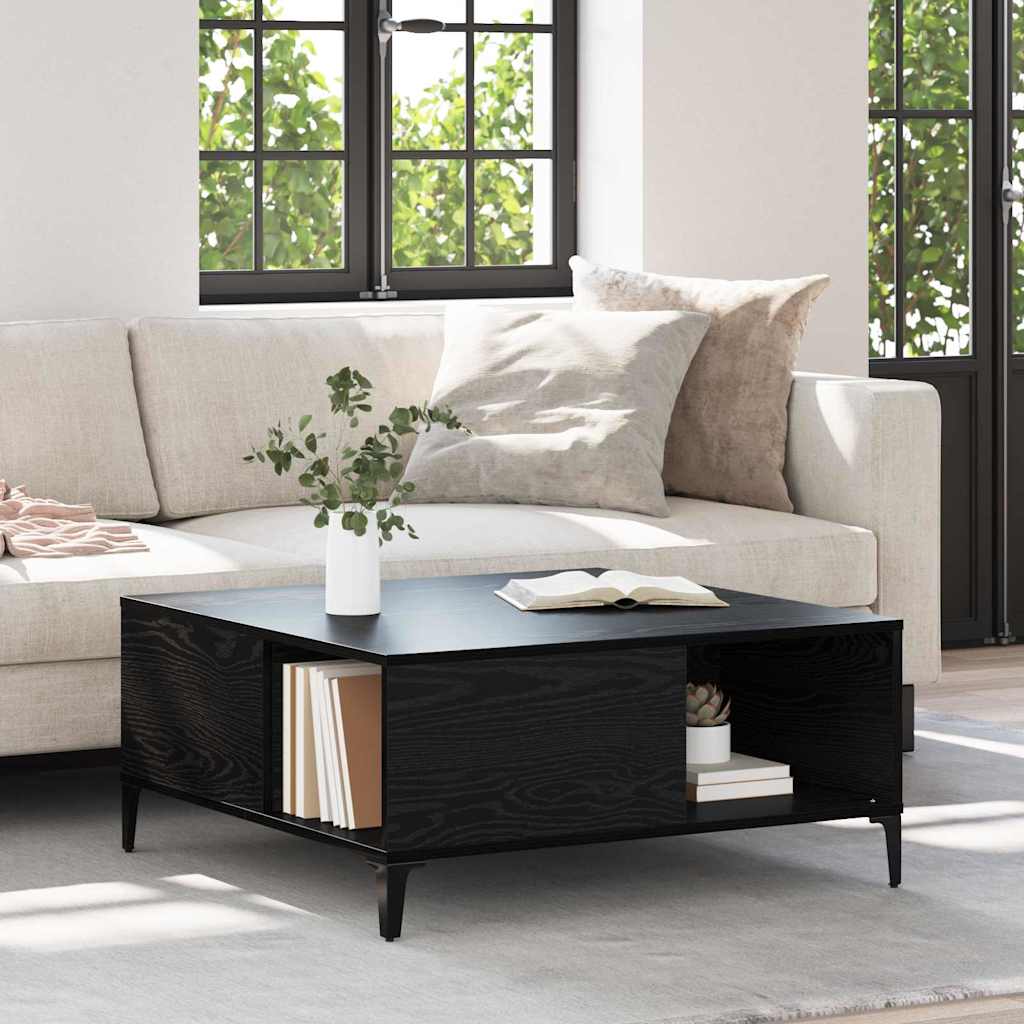 vidaXL Mesa de Café Roble Negro 80 x 80 x 36,5 cm Madera de ingeniería
