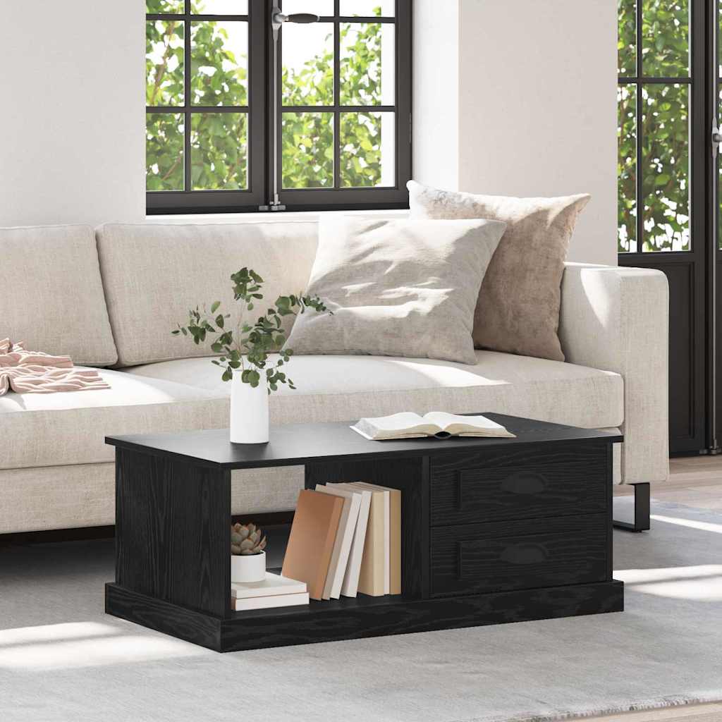 vidaXL Mesa de Café Roble Negro 90 x 50 x 35 cm Madera de ingeniería