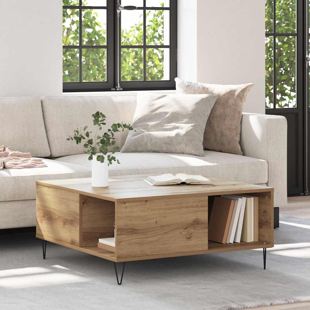 vidaXL Mesa de Café Roble artisan 80 x 80 x 36,5 cm