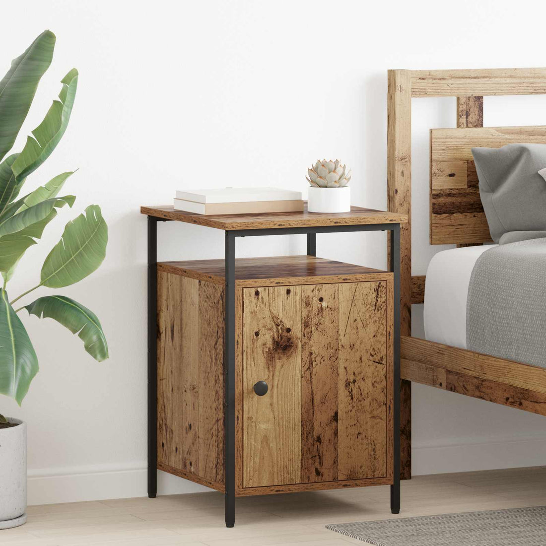 vidaXL Armario de Noche 2 uds. Madera vieja 40 x 42 x 60cm