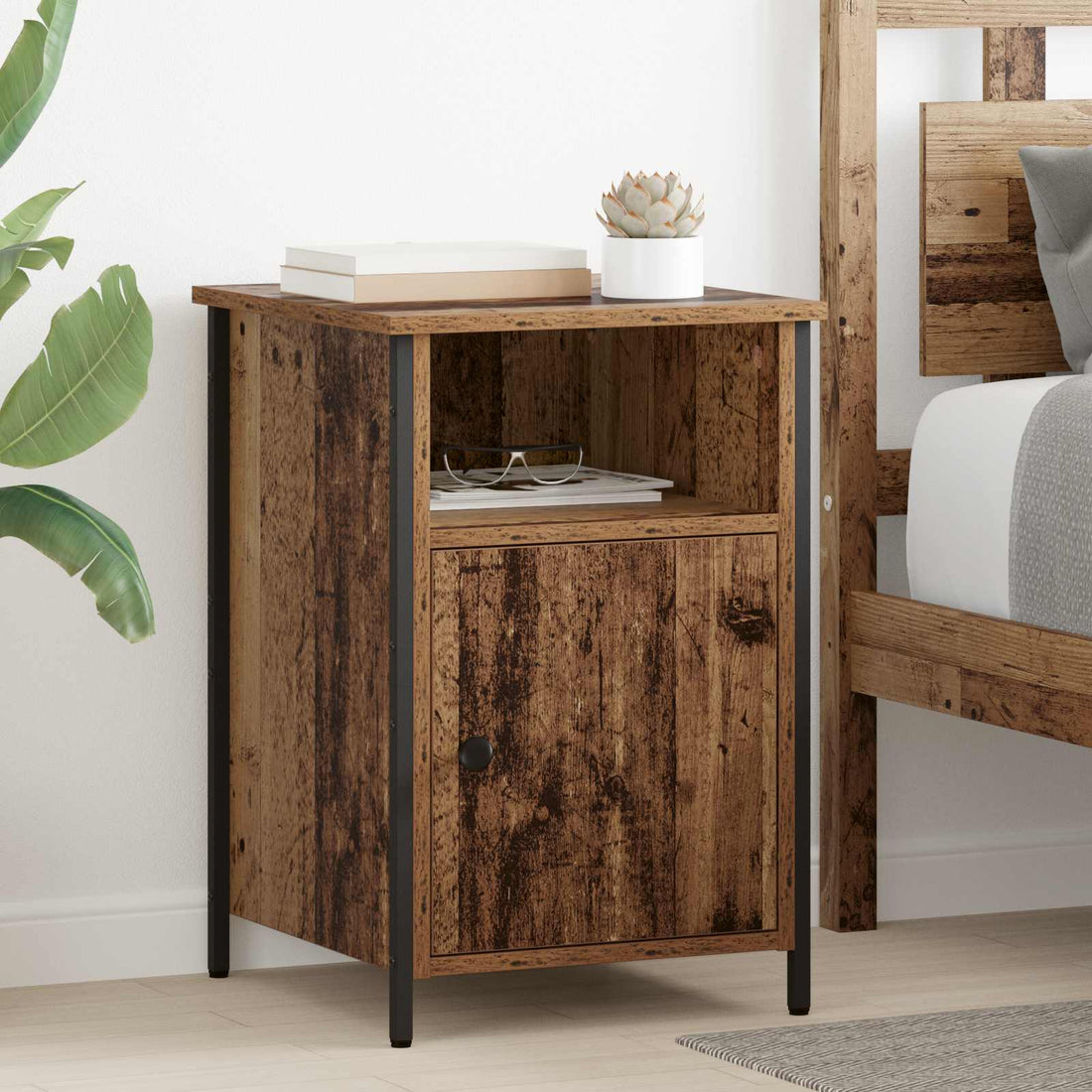vidaXL Armario de Noche 2 uds. Madera vieja 40 x 42 x 60 cm