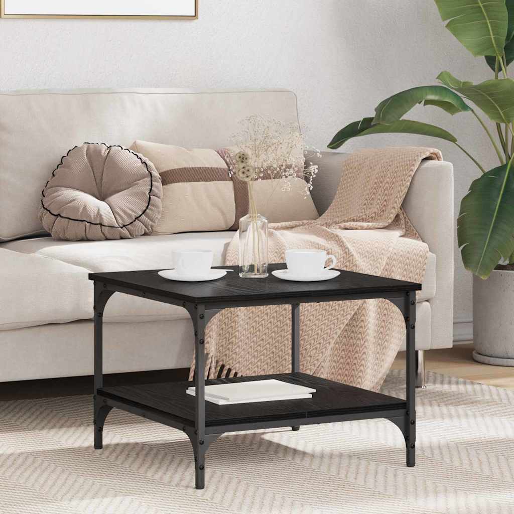 vidaXL Mesa de Café Roble Negro 55 x 55 x 40 cm Madera de ingeniería