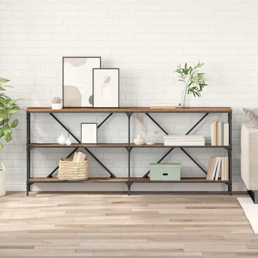 vidaXL Mesa Consola Madera vieja 180 x 30 x 75 cm Madera de ingeniería