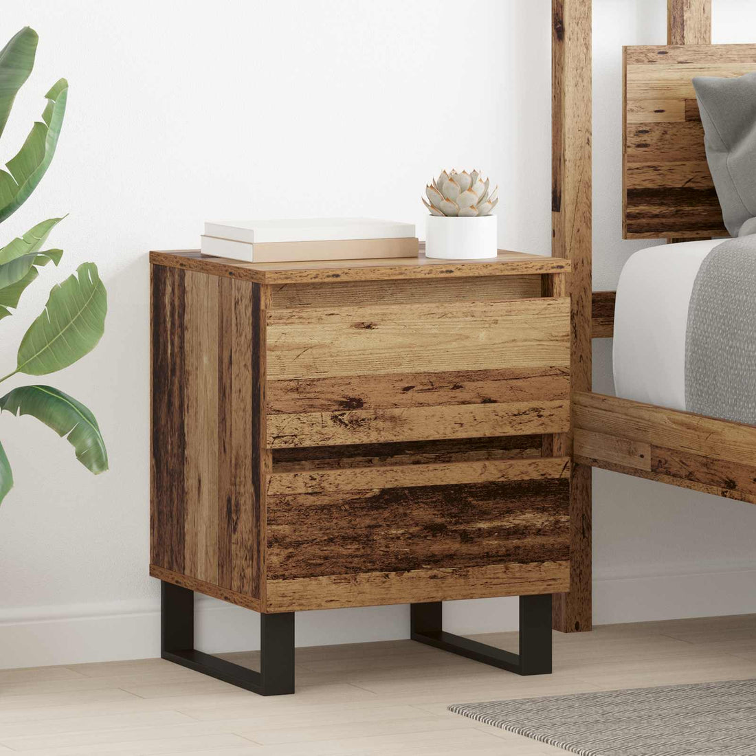 vidaXL Armario de Noche Madera vieja 40 x 35 x 50 cm