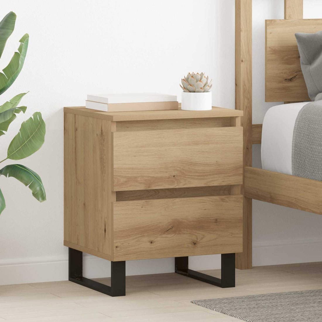 vidaXL Armario de Noche 2 uds. Roble artisan 40 x 35 x 50 cm