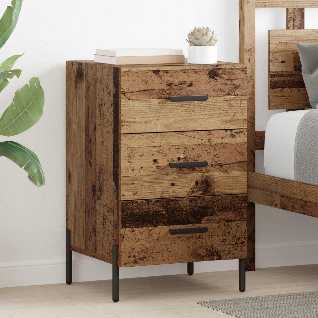 vidaXL Armario de Noche Madera vieja 40 x 40 x 66 cm