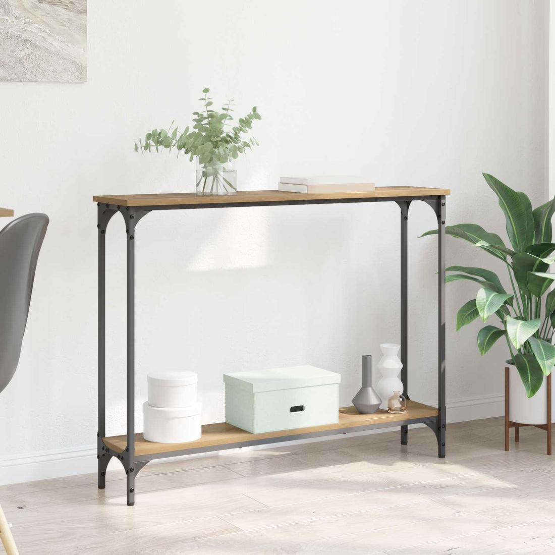 vidaXL Mesa Consola Roble artisan 100 x 22,5 x 75 cm