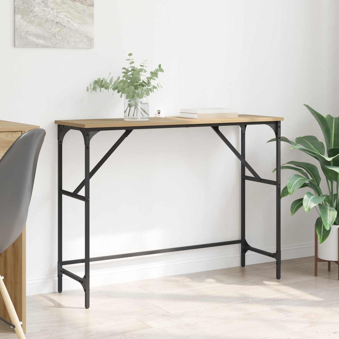 vidaXL Mesa Consola Roble artisan 100 x 32 x 75 cm