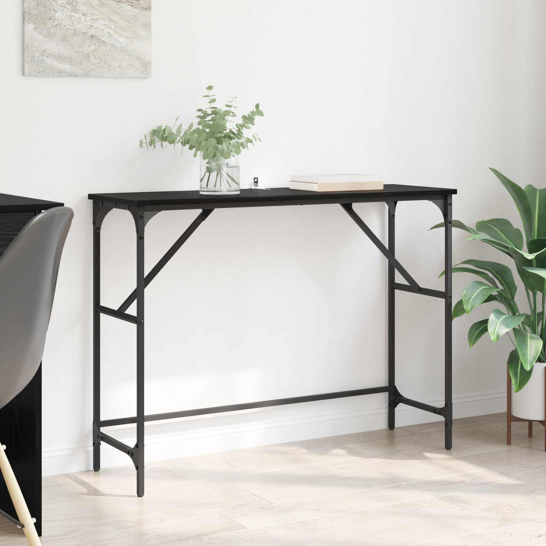 vidaXL Mesa Consola Roble Negro 100 x 32 x 75 cm Madera de ingeniería