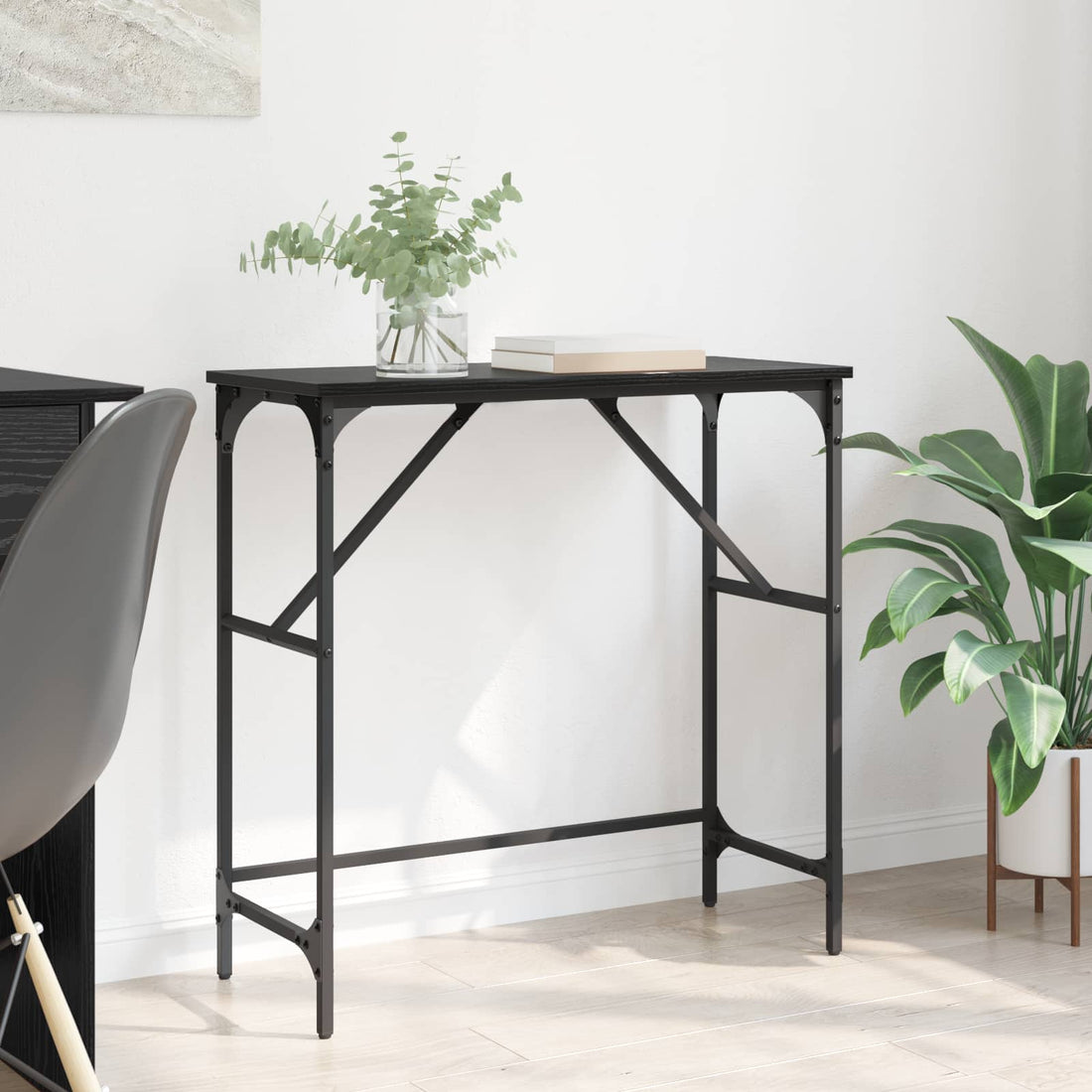vidaXL Mesa Consola Roble Negro 75 x 32 x 75 cm Madera de ingeniería