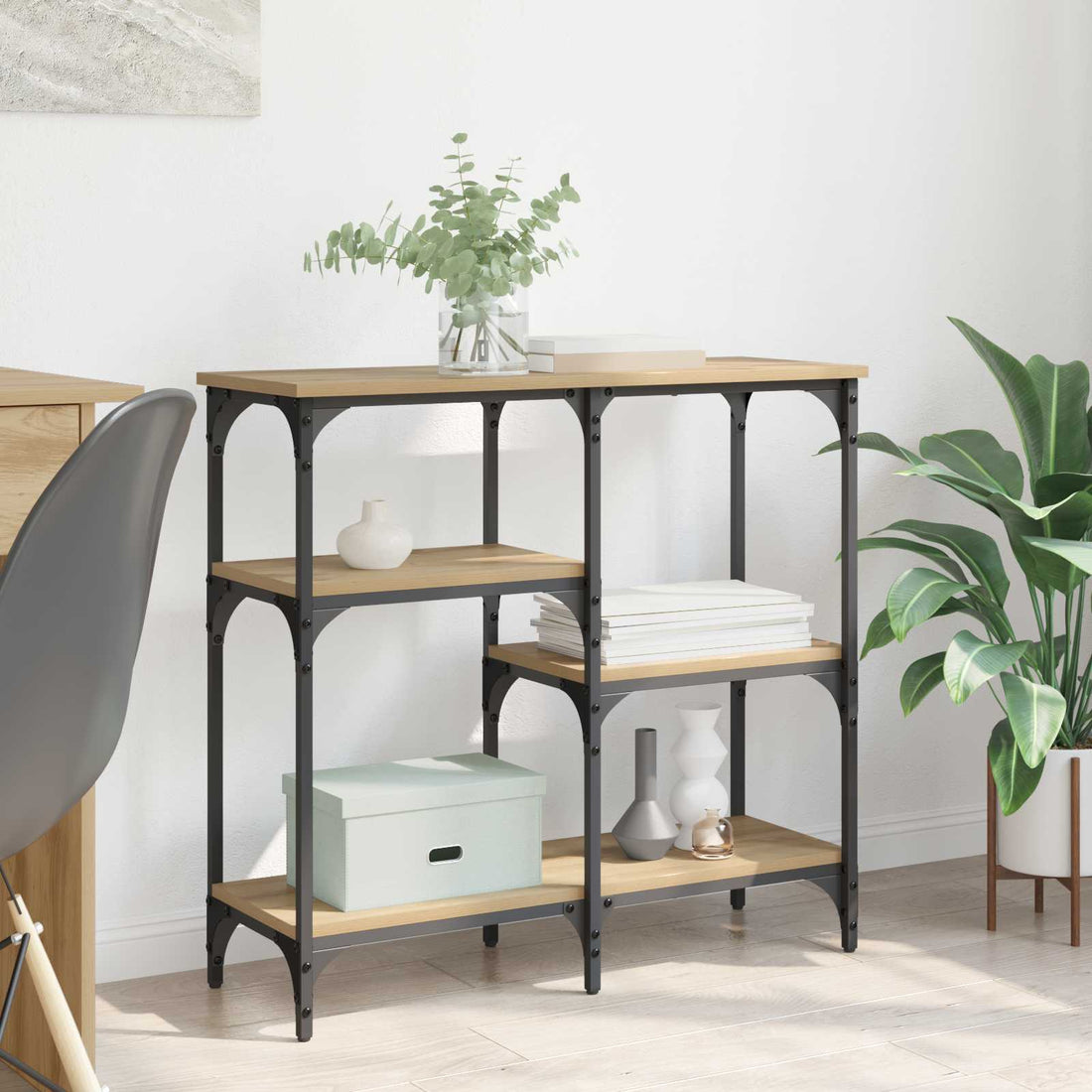 vidaXL Mesa Consola Roble artisan 80 x 29 x 75 cm Madera de ingeniería