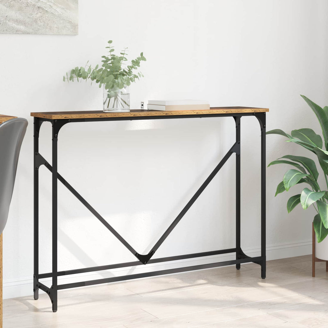 vidaXL Mesa Consola Madera envejecida 102 x 23 x 75 cm