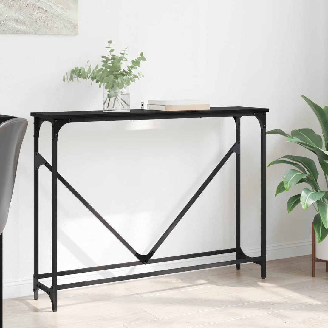 vidaXL Mesa Consola Roble Negro 102 x 23 x 75 cm Madera de ingeniería