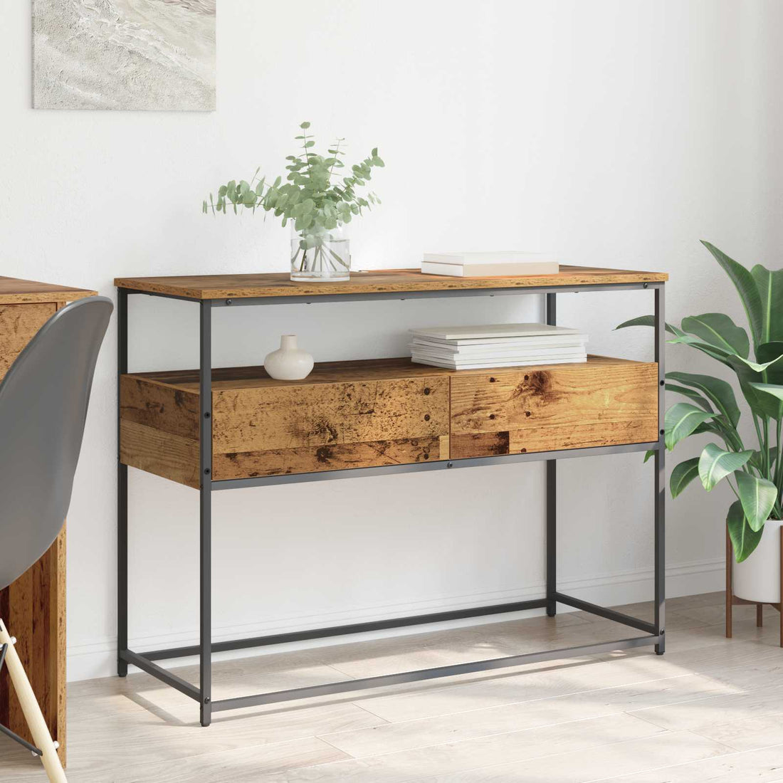 vidaXL Mesa Consola Madera envejecida 100 x 40 x 75 cm