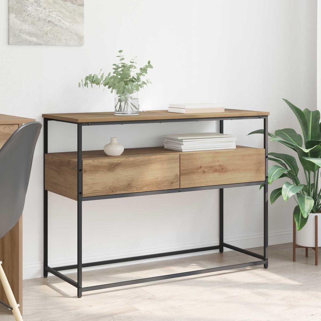 vidaXL Mesa Consola Roble artisan 100 x 40 x 75 cm