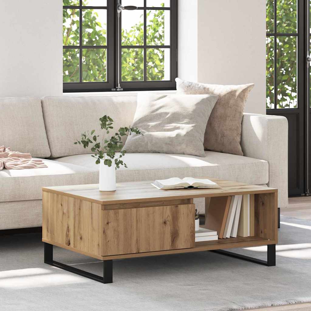 vidaXL Mesa de Café Roble artisan 90 x 60 x 35 cm Madera de ingeniería