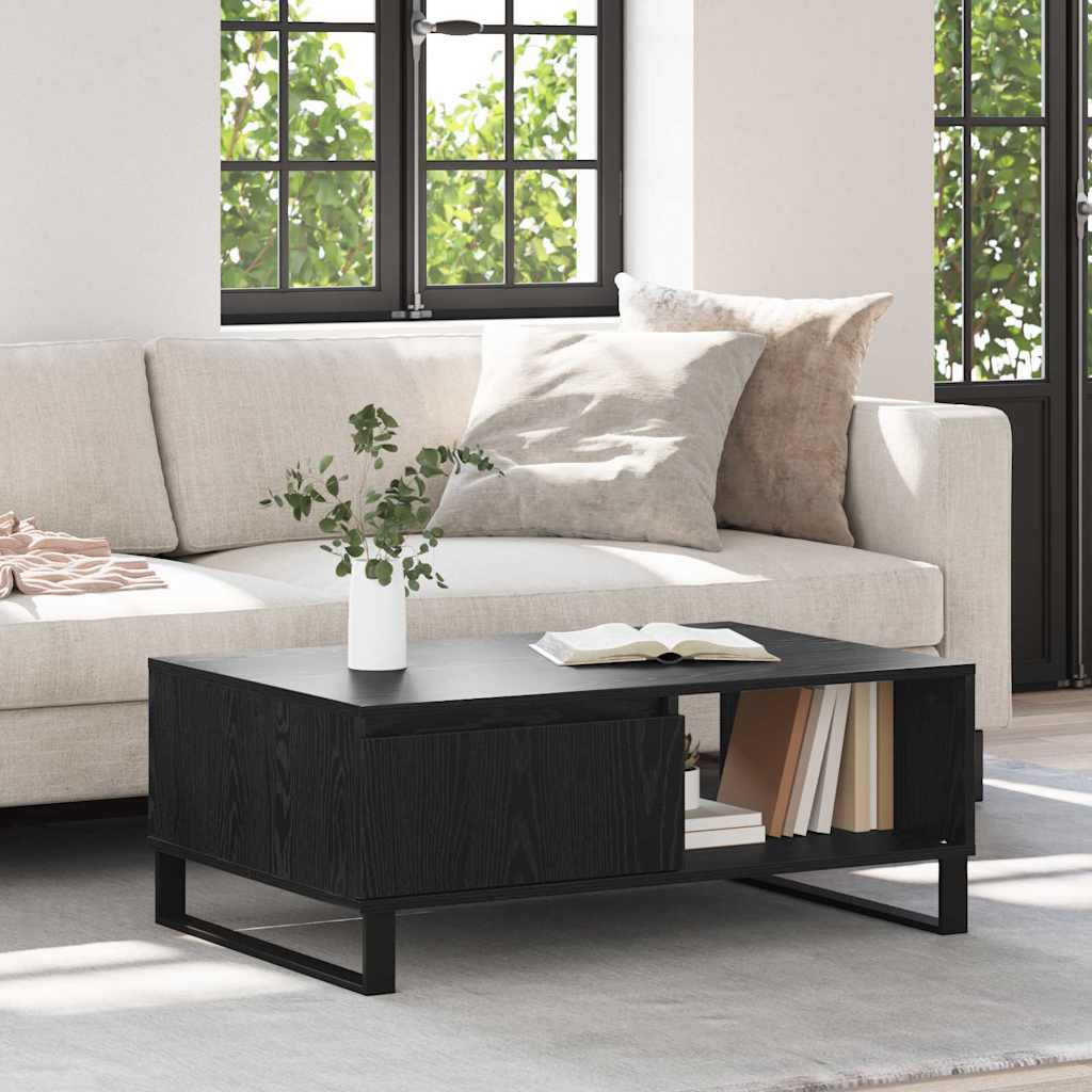 vidaXL Mesa de Café Roble Negro 90 x 60 x 35 cm Madera de ingeniería