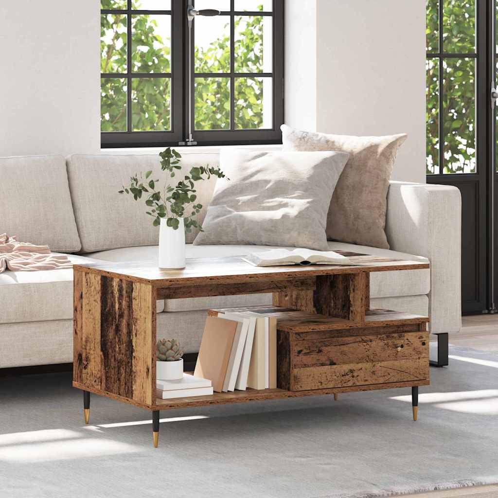 vidaXL Mesa de Café Madera vieja 90 x 49 x 45 cm Madera de ingeniería