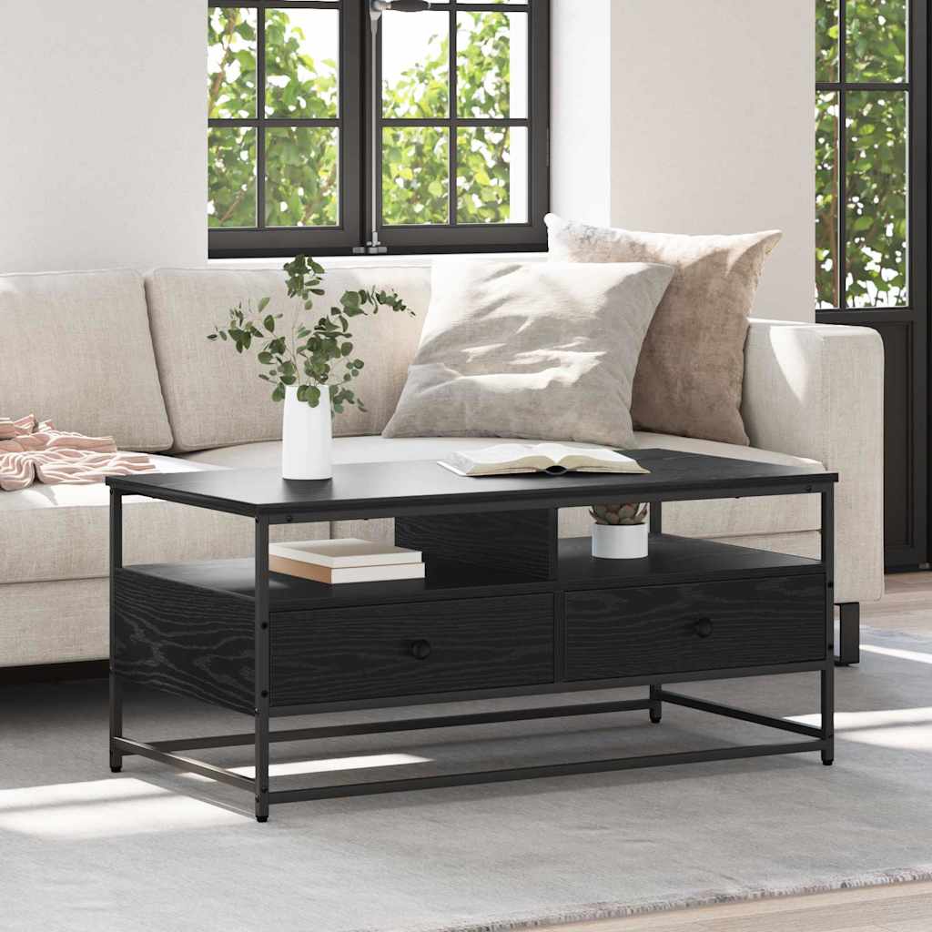 vidaXL Mesa de centro Roble Negro 100 x 51 x 45 cm
