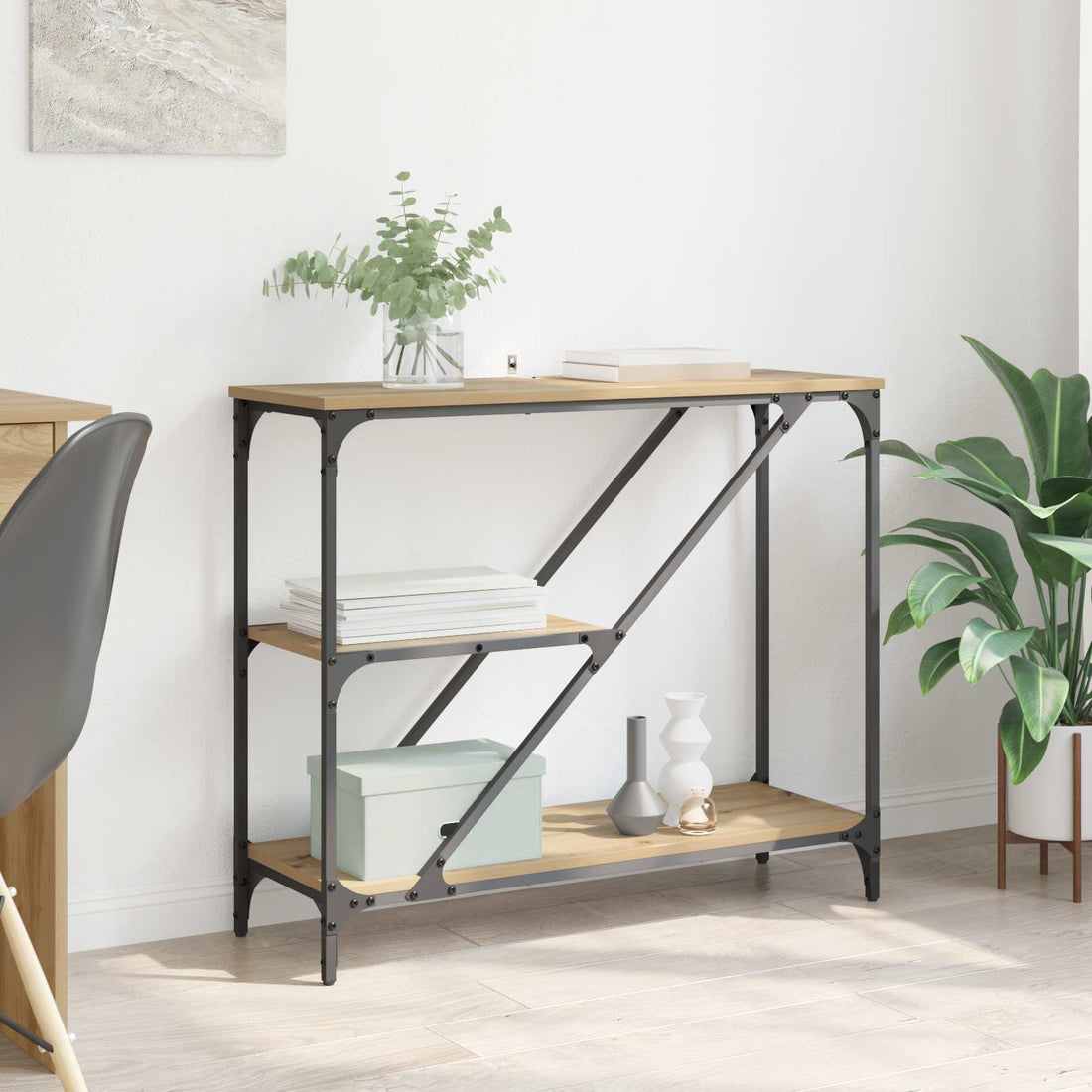 vidaXL Mesa Consola Roble artisan 88,5 x 30 x 75 cm