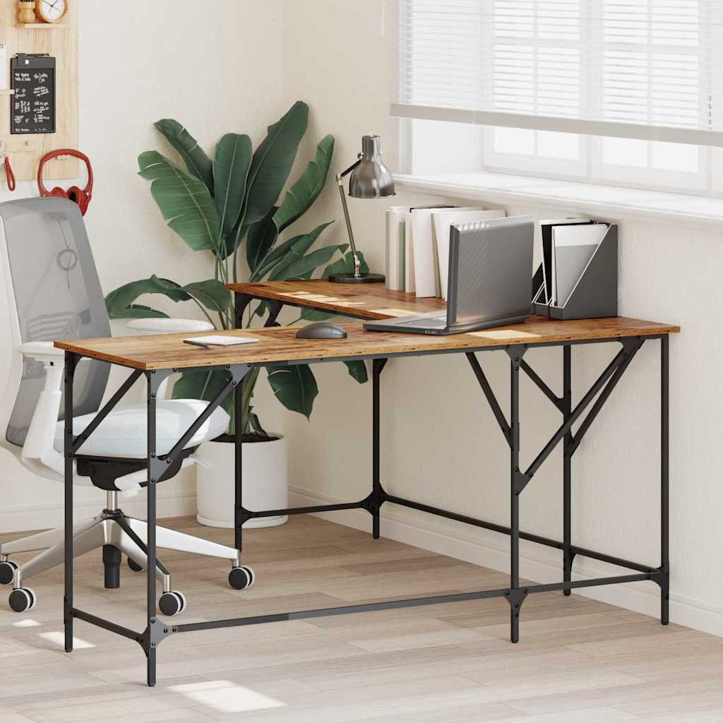 vidaXL Escritorio Madera Vieja Madera de ingeniería 149 x 149 x 75 cm