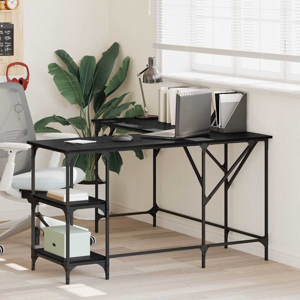 vidaXL Escritorio Roble Negro 139 x 139 x 75 cm Madera de ingeniería
