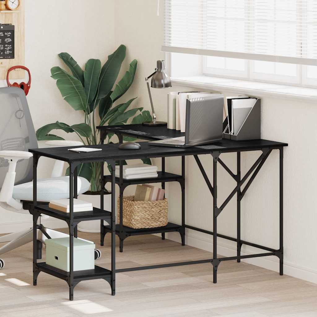 vidaXL Escritorio Roble Negro 139 x 139 x 75 cm Madera de ingeniería