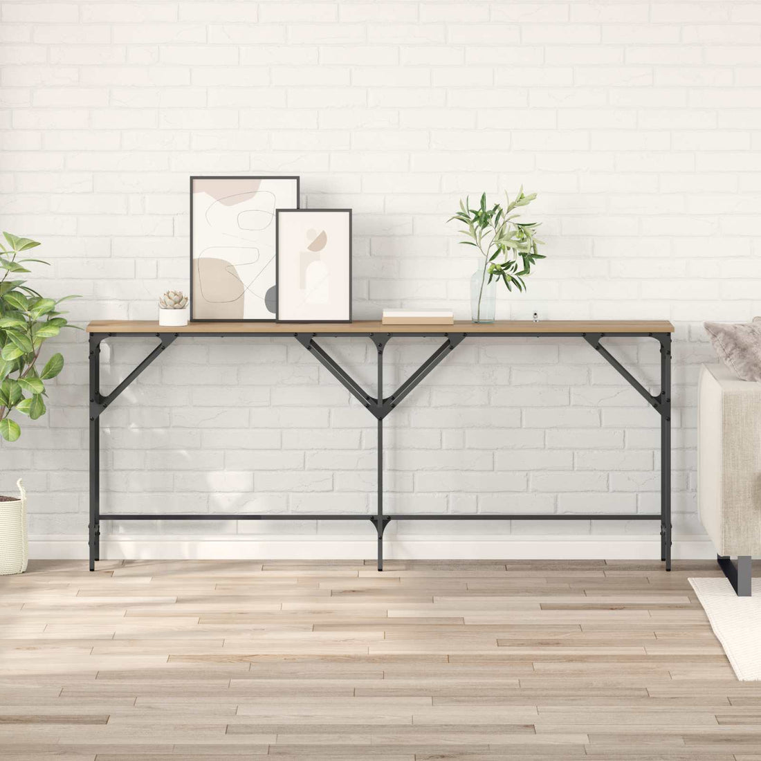 vidaXL Mesa Consola Roble artisan 180 x 30 x 75 cm