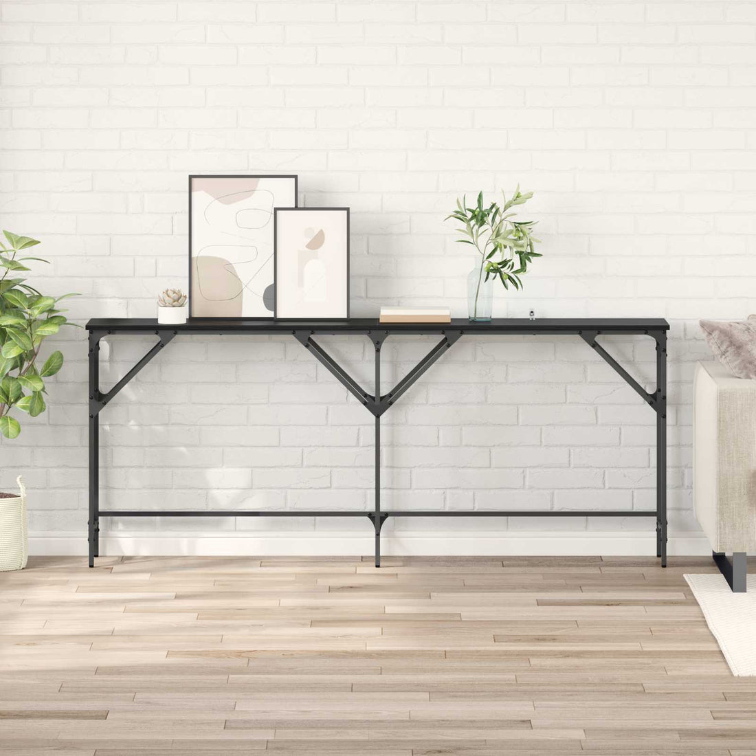 vidaXL Mesa Consola Roble Negro 180 x 30 x 75 cm Madera de ingeniería