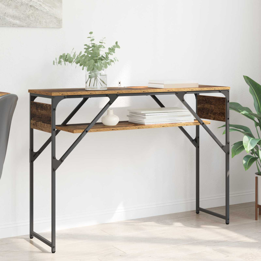 vidaXL MesaConsola Madera envejecida Madera de ingeniería 105x30x75cm