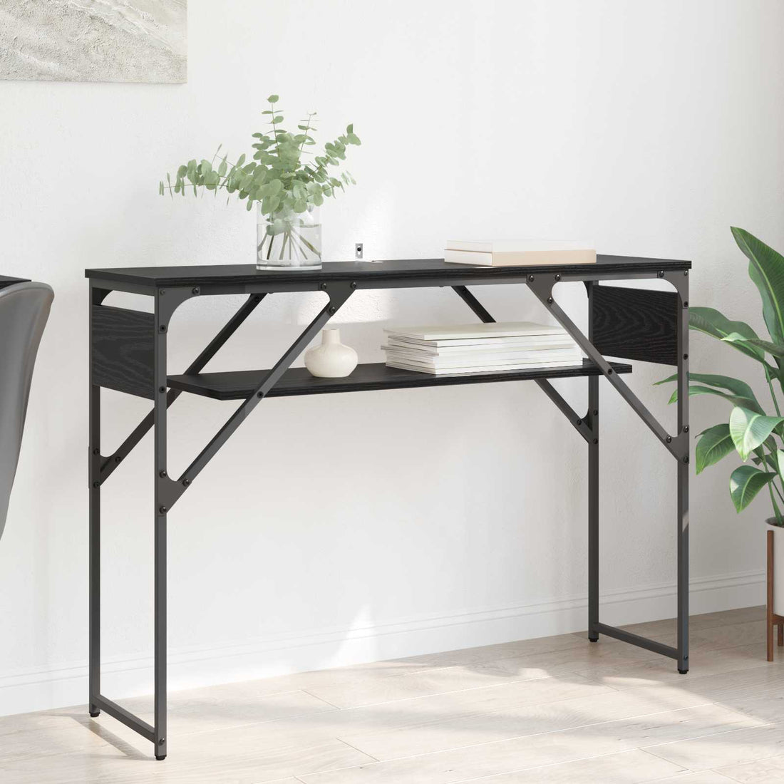 vidaXL MesaConsola Roble Negro Madera de ingeniería 105x30x75cm