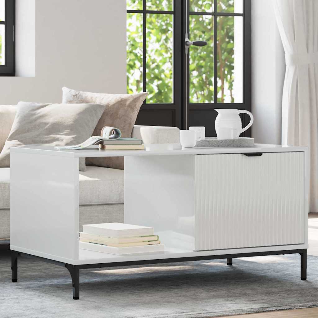 vidaXL Mesa de Café brillante 90 x 49 x 46 cm Madera de ingeniería