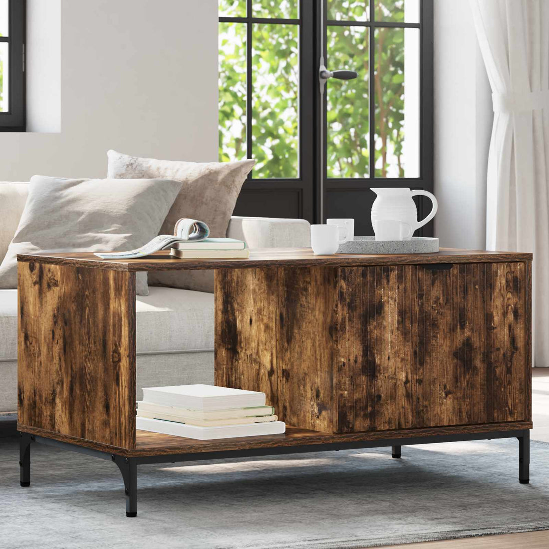vidaXL Mesa de Café Roble ahumado 90 x 49 x 46 cm Madera de ingeniería