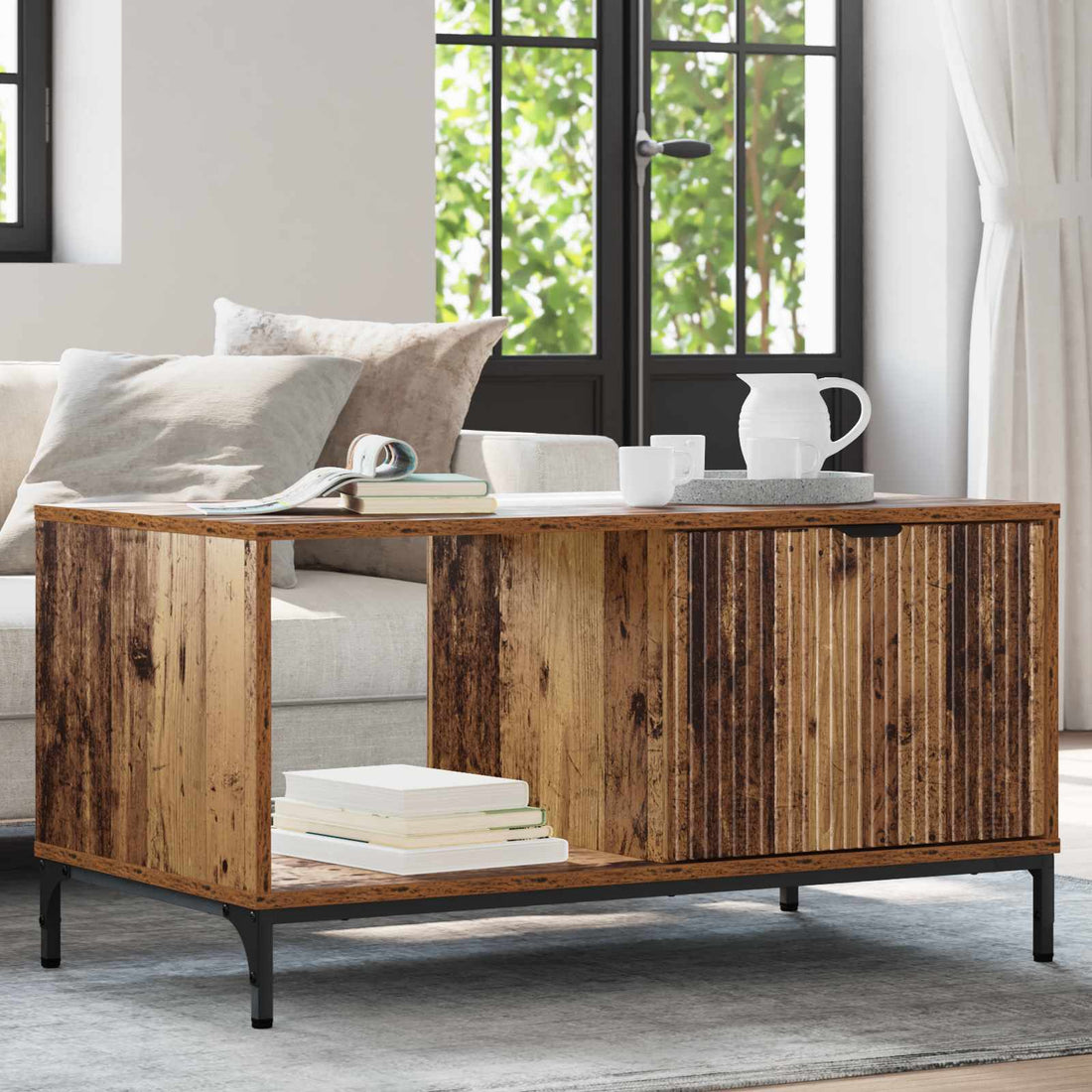 vidaXL Mesa de Café Madera vieja 90 x 49 x 46 cm Madera de ingeniería